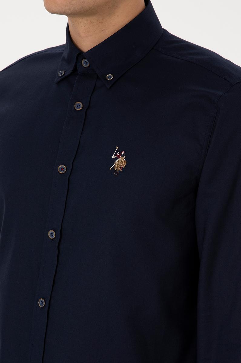 Erkek Lacivert Uzun Kollu Basic Gömlek