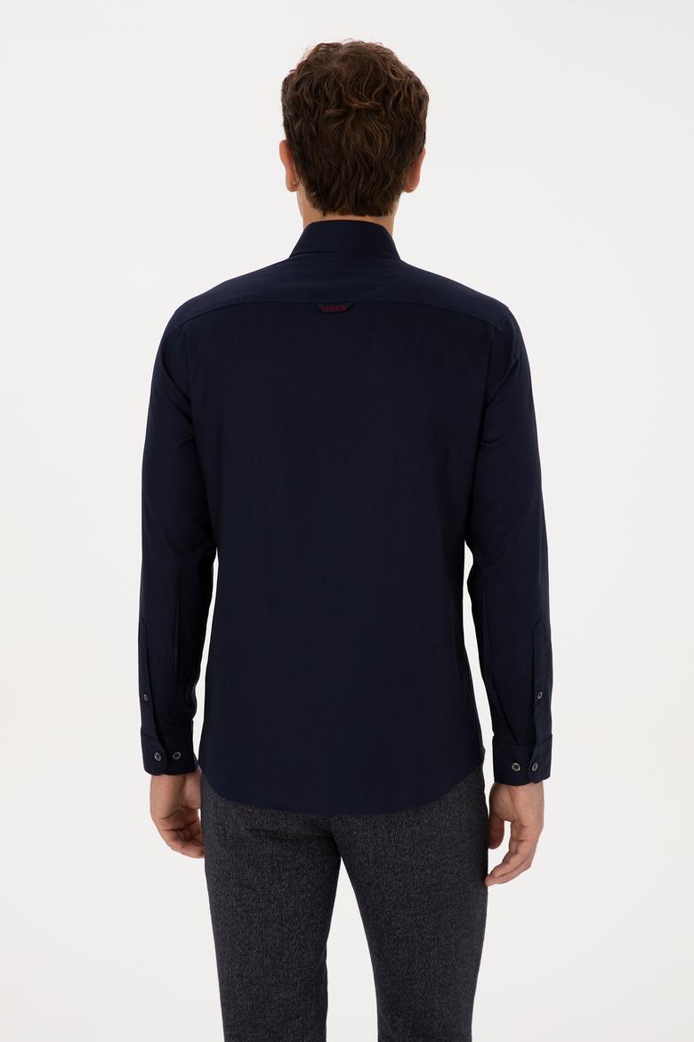 Erkek Lacivert Uzun Kollu Basic Gömlek - 50307659035