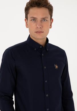 Erkek Lacivert Uzun Kollu Basic Gömlek - 50307659035