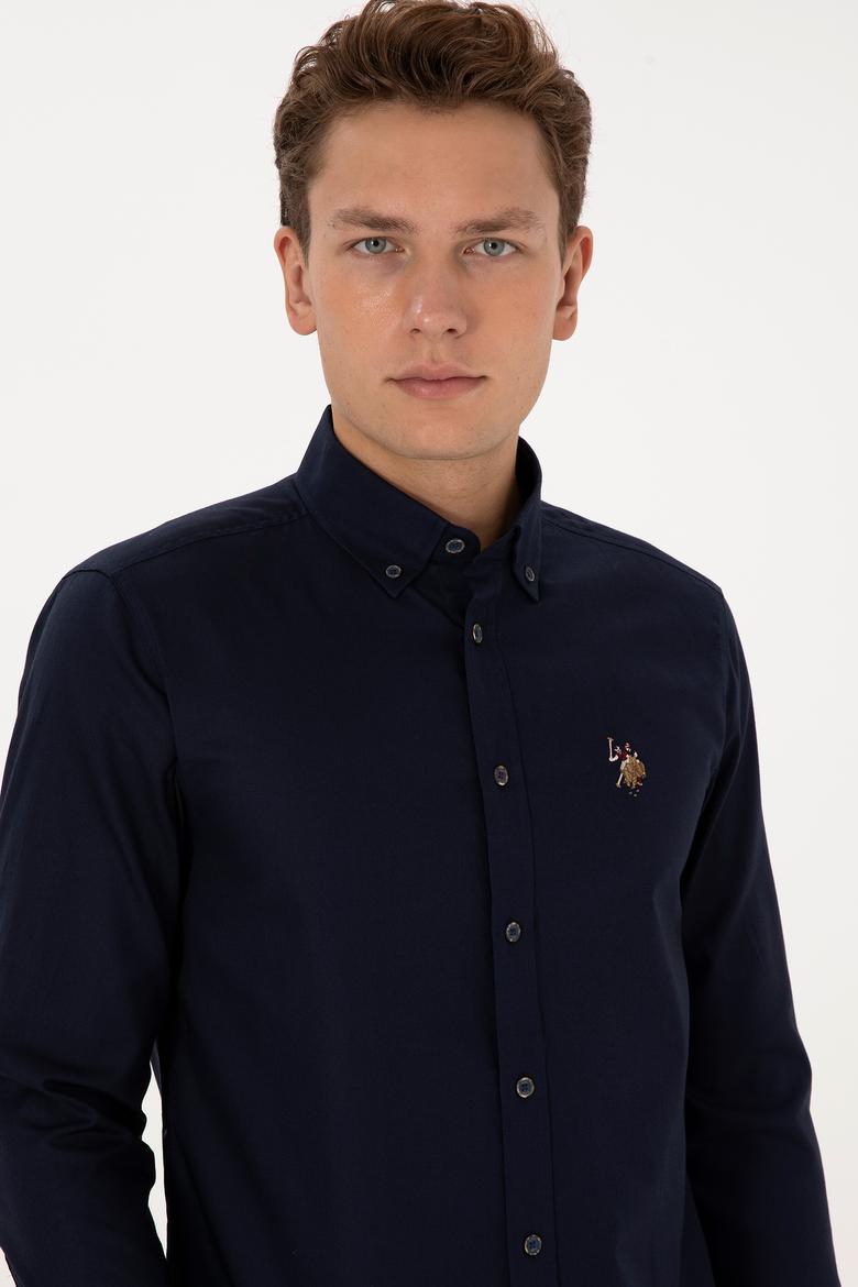 Erkek Lacivert Uzun Kollu Basic Gömlek - 50307659035