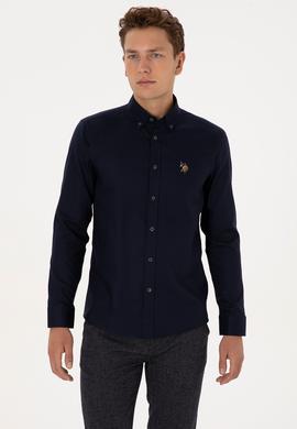 Erkek Lacivert Uzun Kollu Basic Gömlek - 50307659035