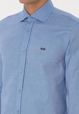 Erkek Saks Uzun Kollu Basic Gömlek - 50307673050