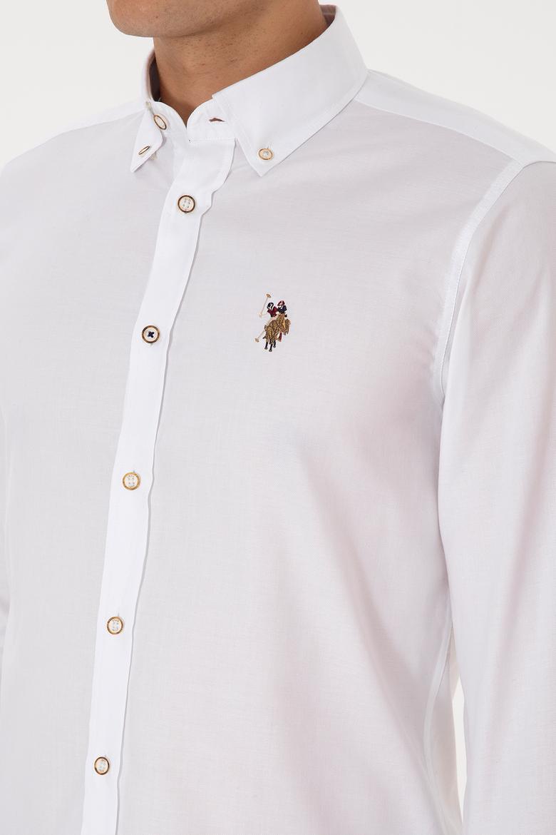 Erkek Beyaz Uzun Kollu Basic Gömlek - 50307659024