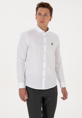 Erkek Beyaz Uzun Kollu Basic Gömlek - 50307659024