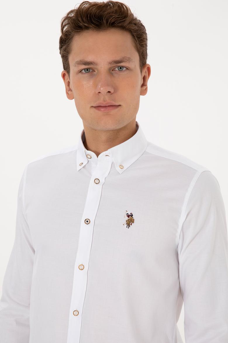 Erkek Beyaz Uzun Kollu Basic Gömlek - 50307659024