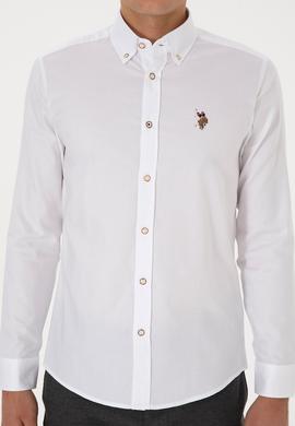 Erkek Beyaz Uzun Kollu Basic Gömlek - 50307659024