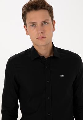 Erkek Siyah Uzun Kollu Basic Gömlek - 50307673032
