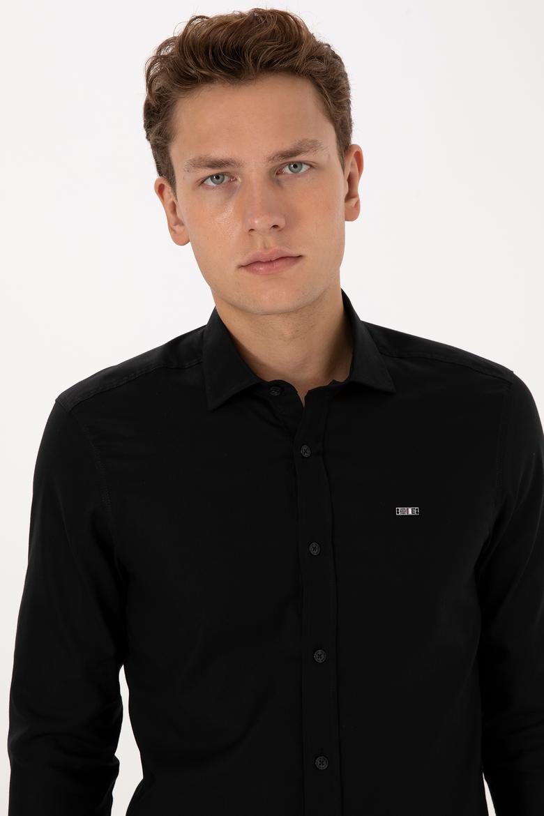 Erkek Siyah Uzun Kollu Basic Gömlek - 50307673032
