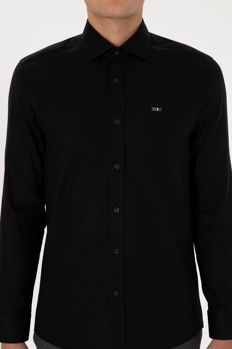 Erkek Siyah Uzun Kollu Basic Gömlek - 50307673032