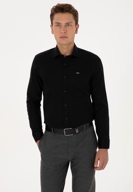 Erkek Siyah Uzun Kollu Basic Gömlek - 50307673032