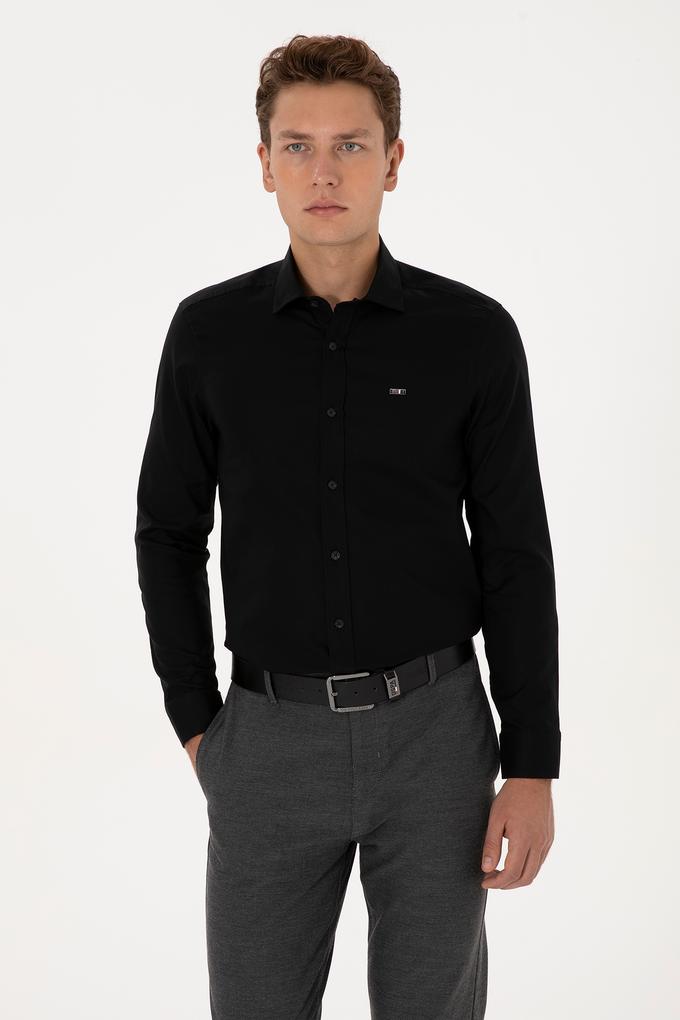 Erkek Siyah Uzun Kollu Basic Gömlek