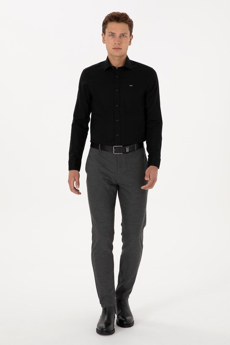 Erkek Siyah Uzun Kollu Basic Gömlek - 50307673032