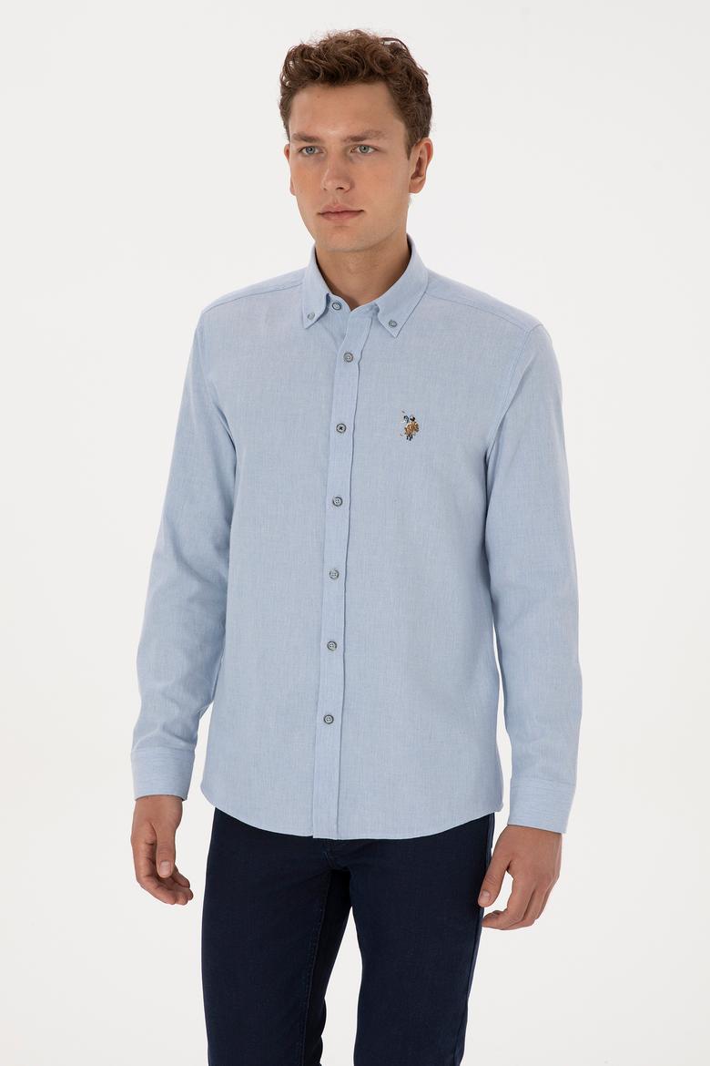 Erkek Açık Mavi Uzun Kollu Basic Gömlek - 50307686005