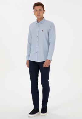 Erkek Açık Mavi Uzun Kollu Basic Gömlek - 50307686005
