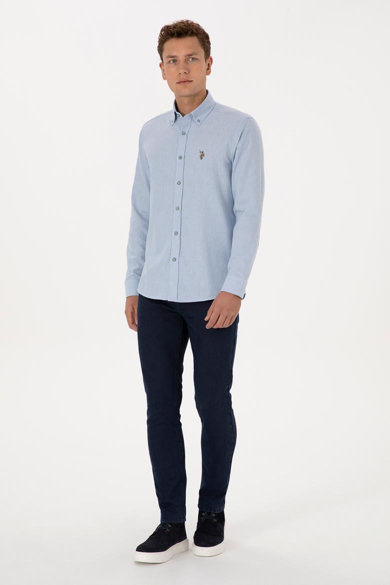 Erkek Açık Mavi Uzun Kollu Basic Gömlek - 50307686005