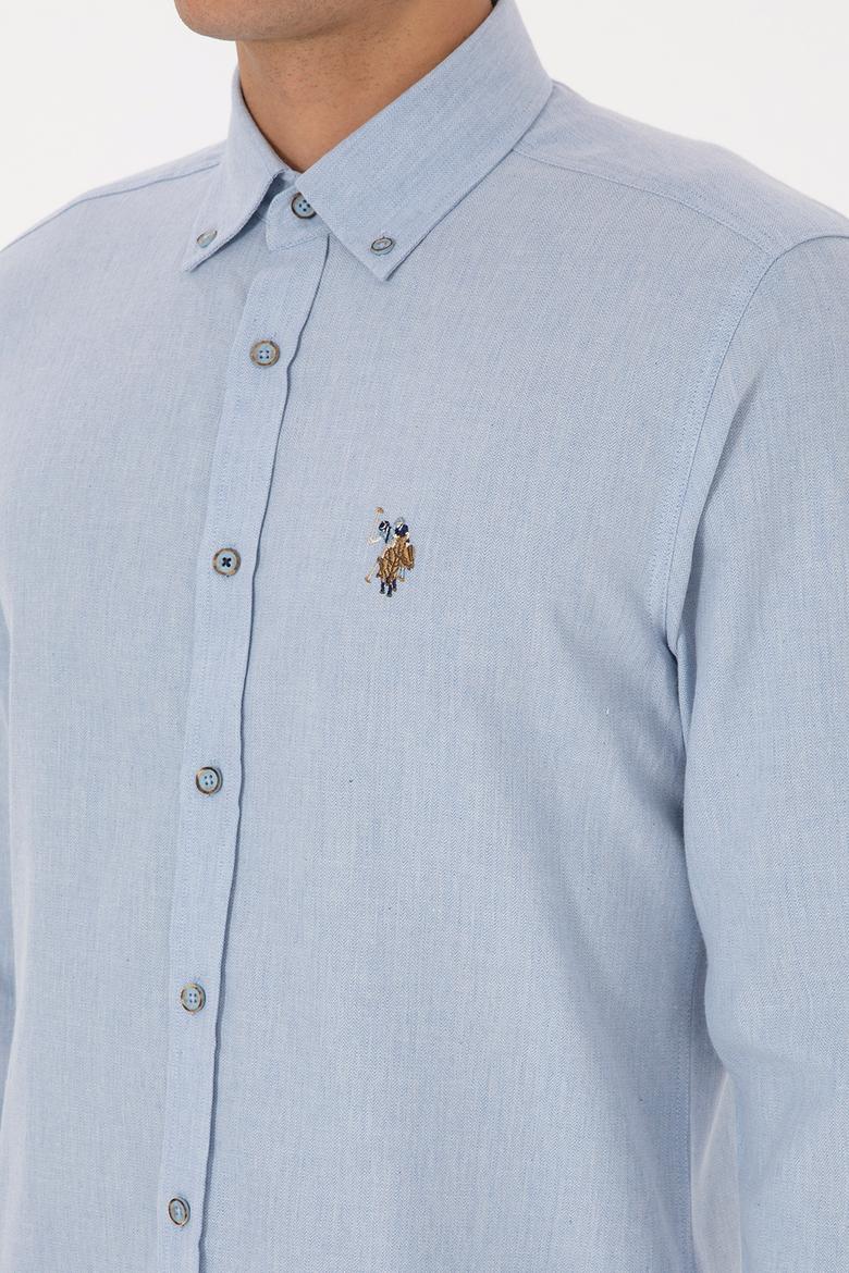 Erkek Açık Mavi Uzun Kollu Basic Gömlek - 50307686005