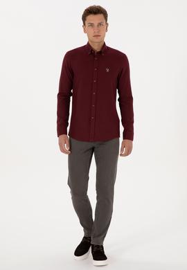 Erkek Bordo Uzun Kollu Basic Gömlek - 50307686023