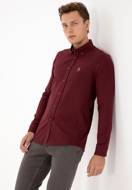 Erkek Bordo Uzun Kollu Basic Gömlek - 50307686023