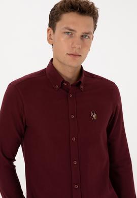 Erkek Bordo Uzun Kollu Basic Gömlek - 50307686023