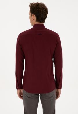 Erkek Bordo Uzun Kollu Basic Gömlek - 50307686023
