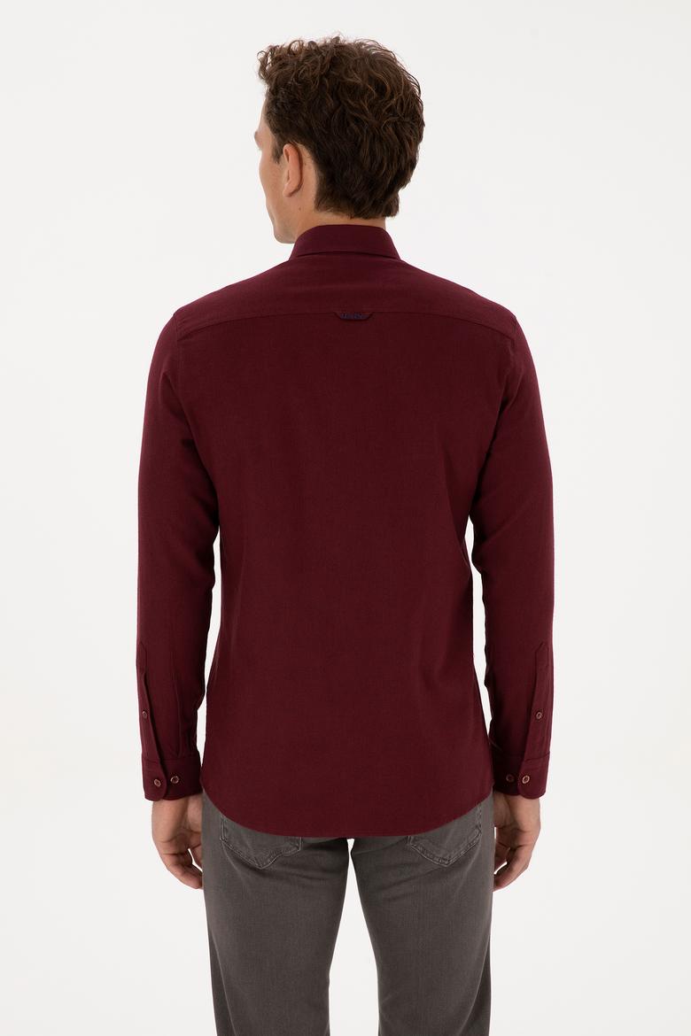 Erkek Bordo Uzun Kollu Basic Gömlek - 50307686023