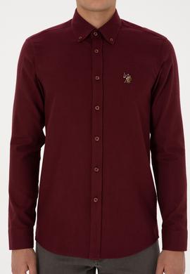 Erkek Bordo Uzun Kollu Basic Gömlek - 50307686023
