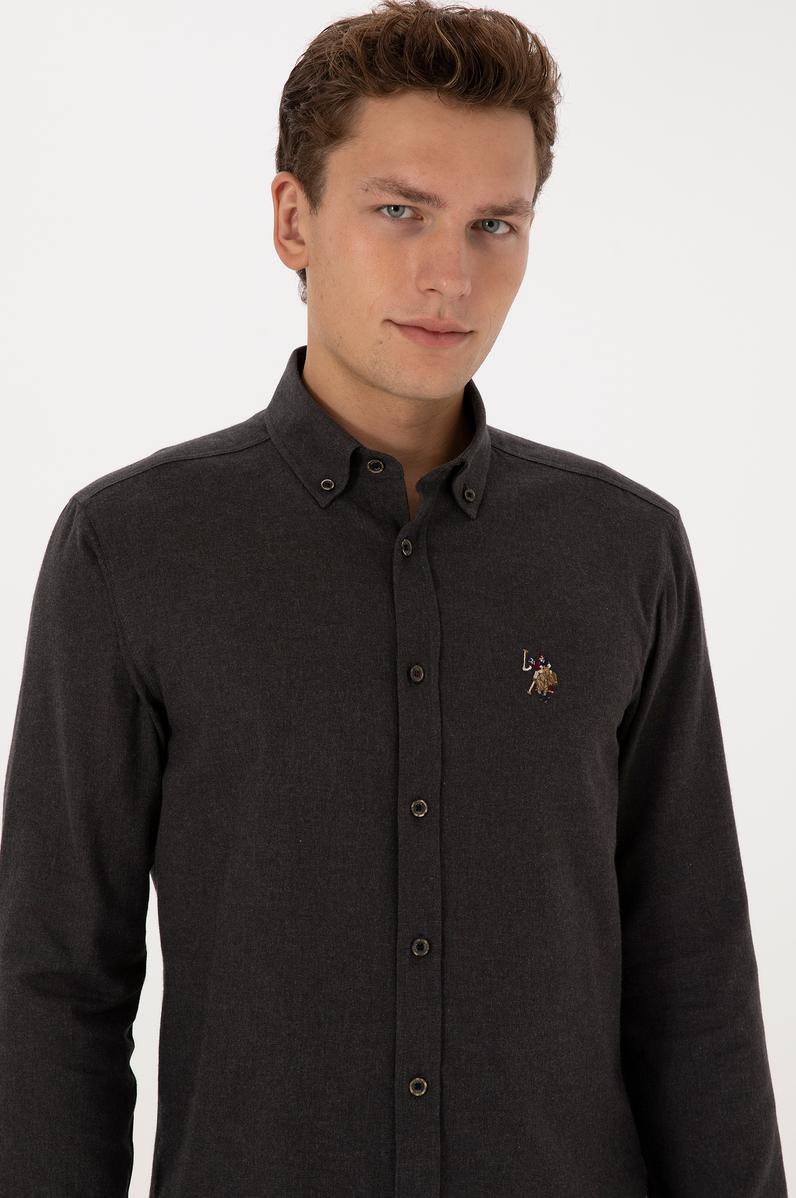 Erkek Siyah Uzun Kollu Basic Gömlek