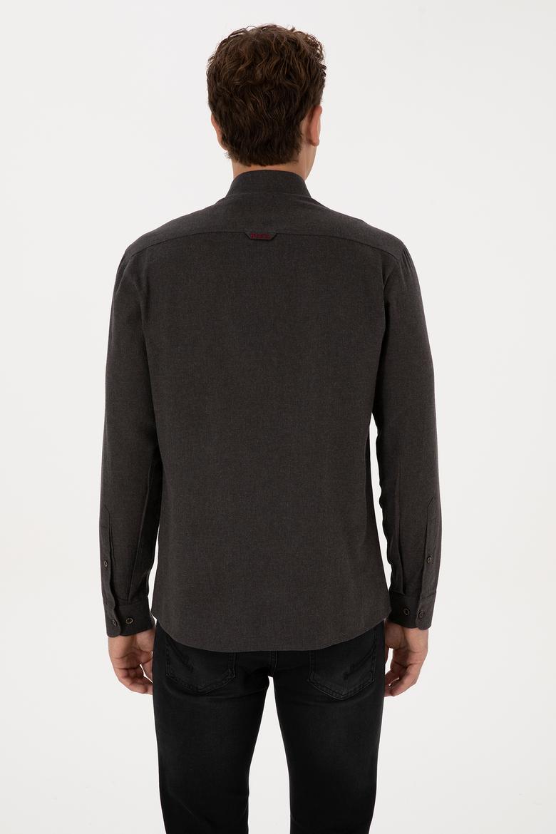 Erkek Siyah Uzun Kollu Basic Gömlek - 50307686071