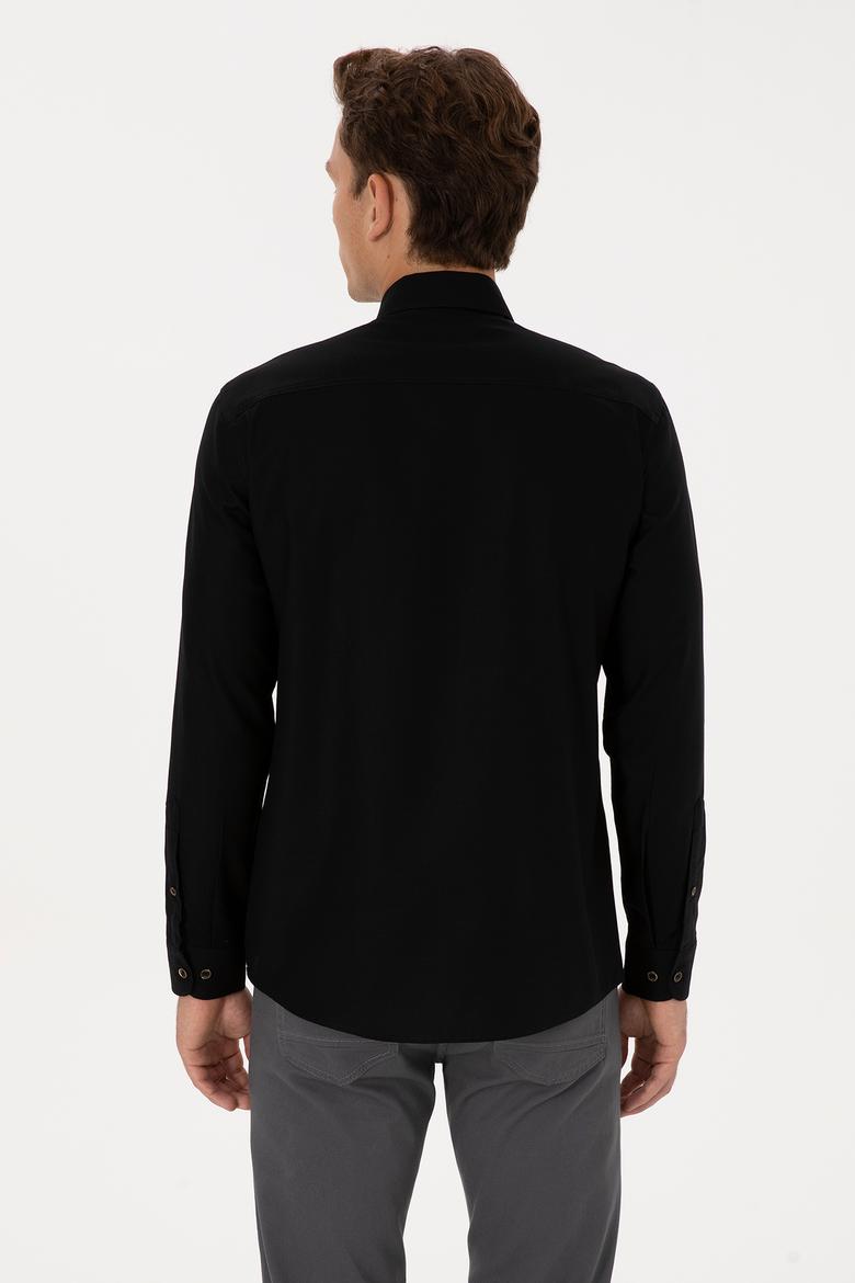 Erkek Siyah Uzun Kollu Basic Gömlek - 50307677001
