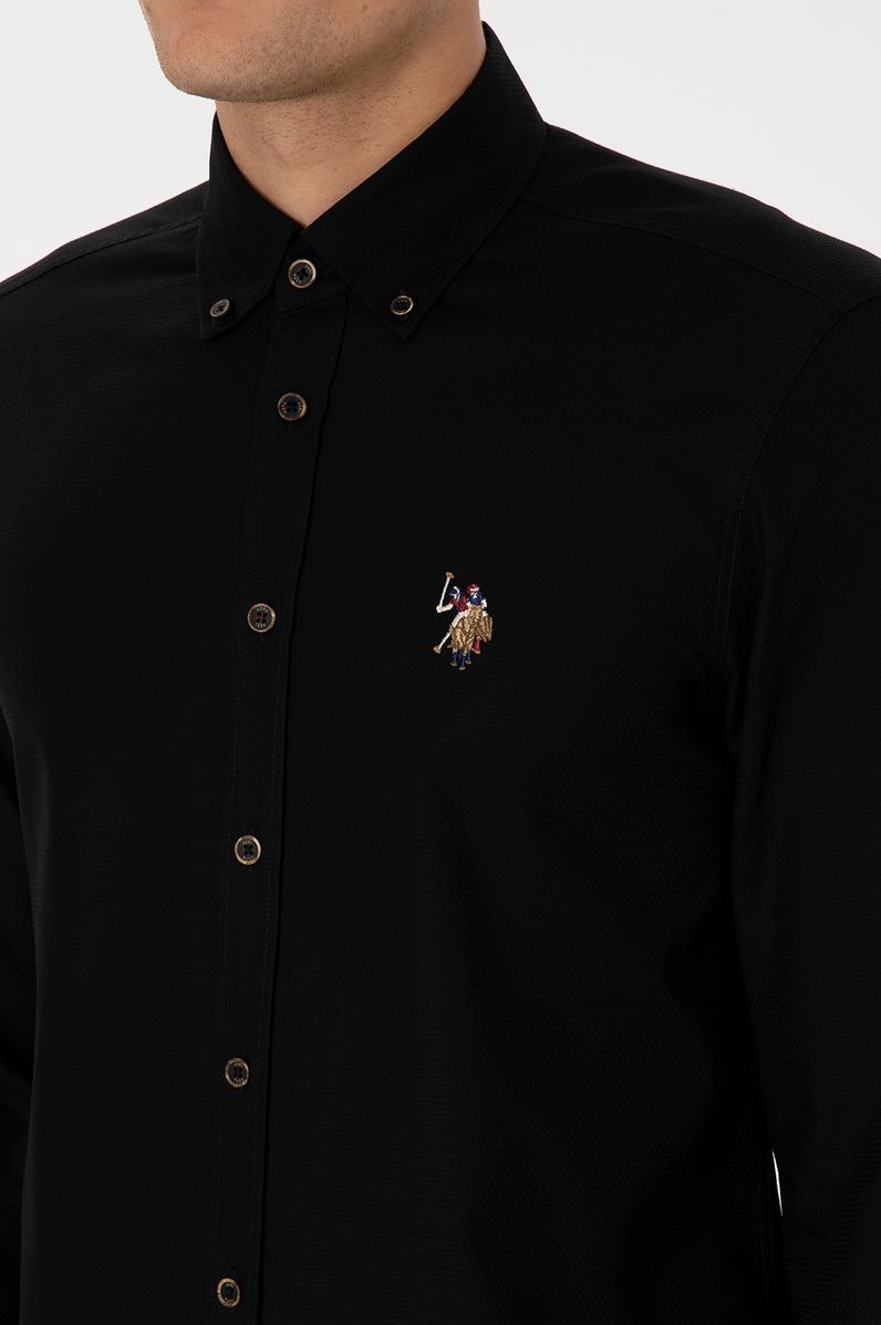 Erkek Siyah Uzun Kollu Basic Gömlek