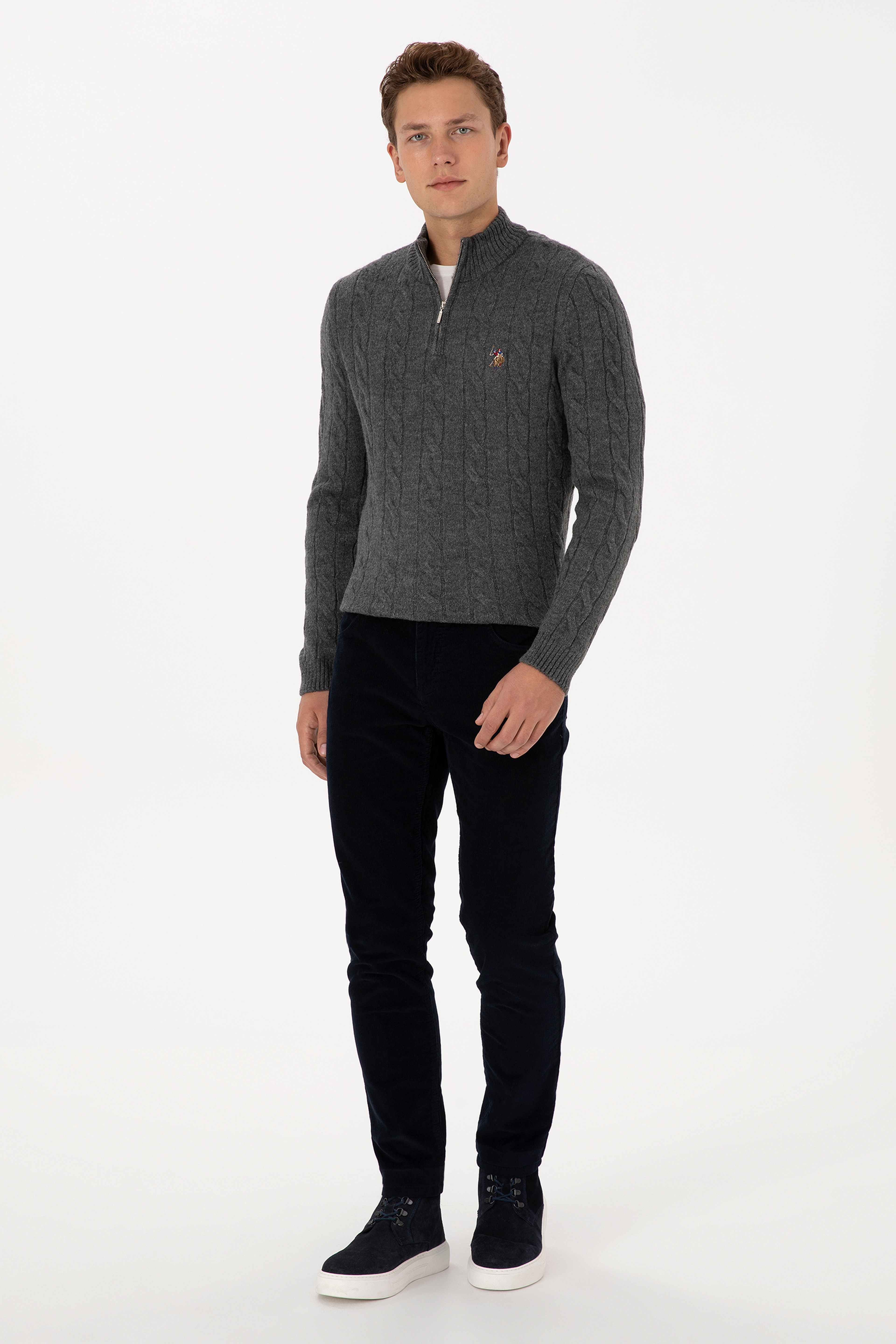 Erkek Lacivert Slim Fit Kanvas / Chino Pantolon - Image 3
