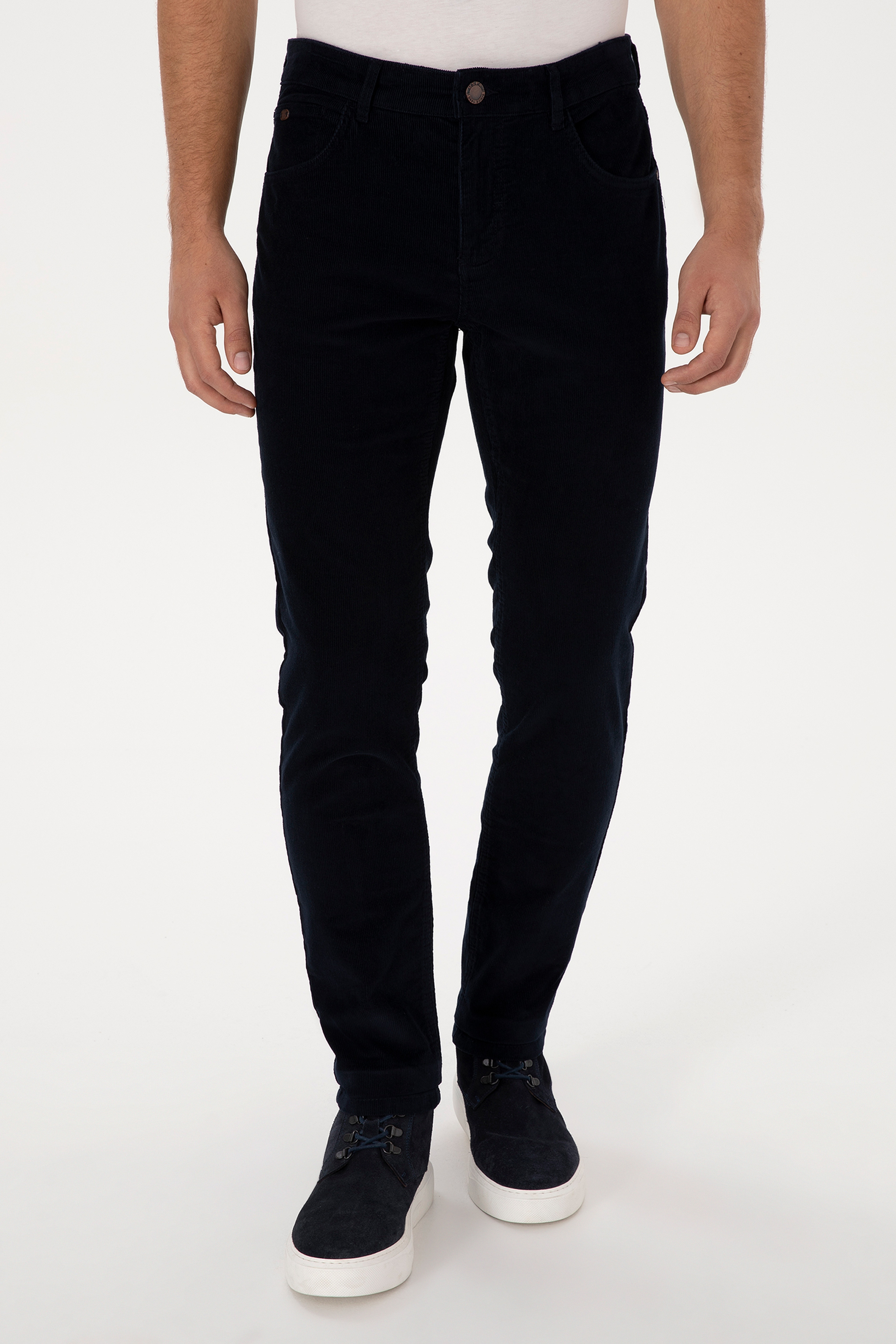Erkek Lacivert Slim Fit Kanvas / Chino Pantolon - Image 2