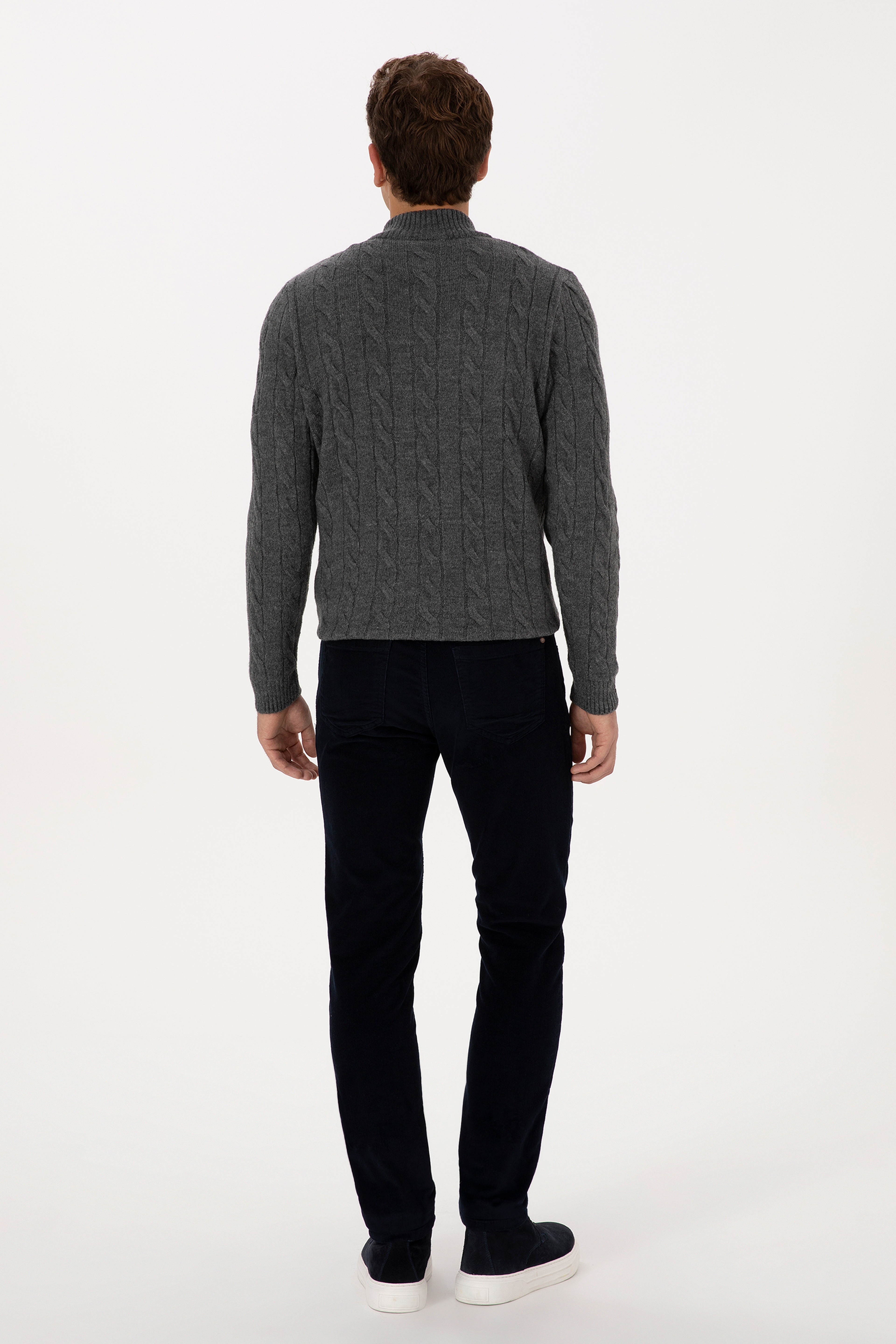 Erkek Lacivert Slim Fit Kanvas / Chino Pantolon - Image 4