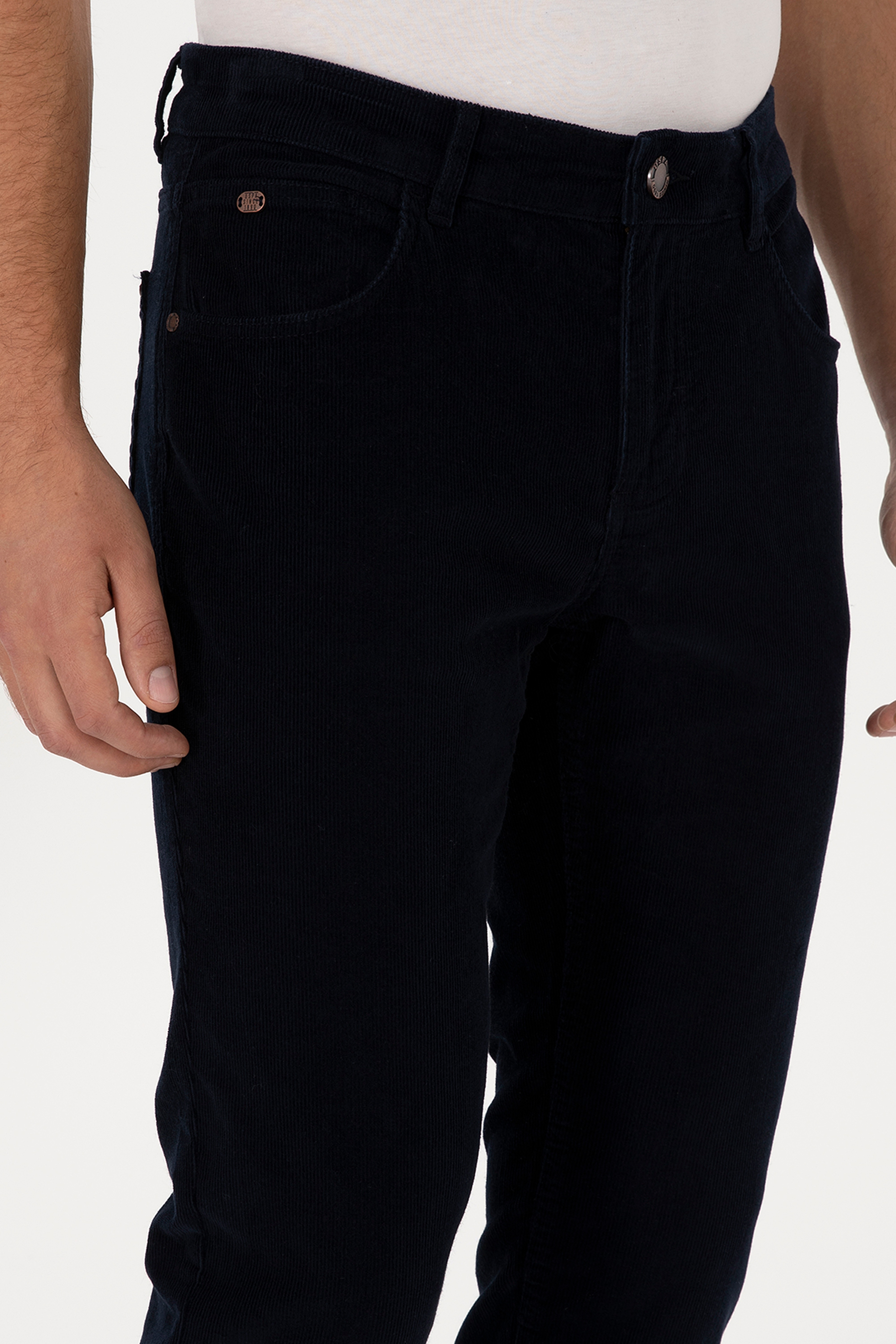 Erkek Lacivert Slim Fit Kanvas / Chino Pantolon - Image 5