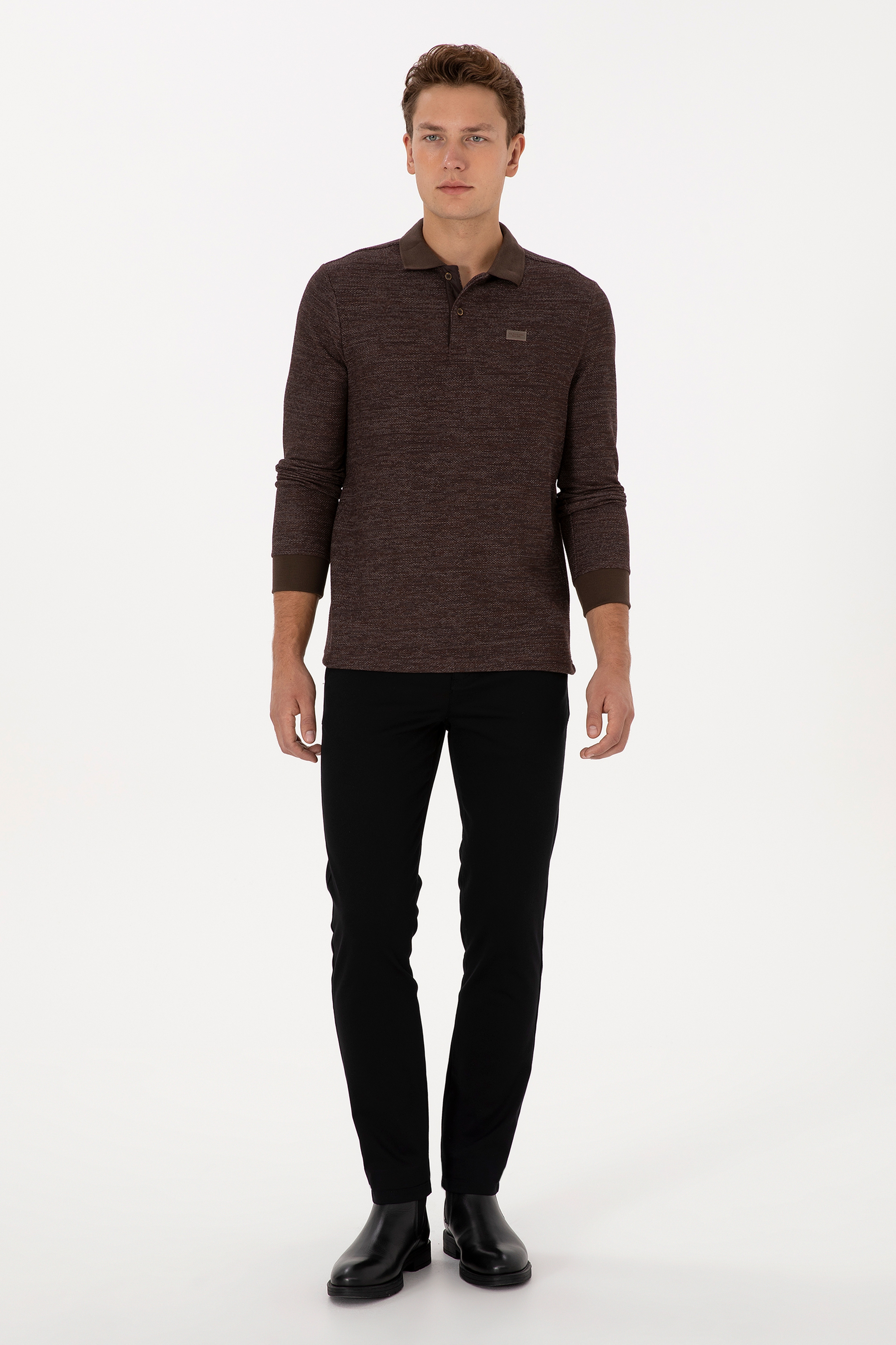 Erkek Siyah Slim Fit Kanvas / Chino Pantolon - Image 1