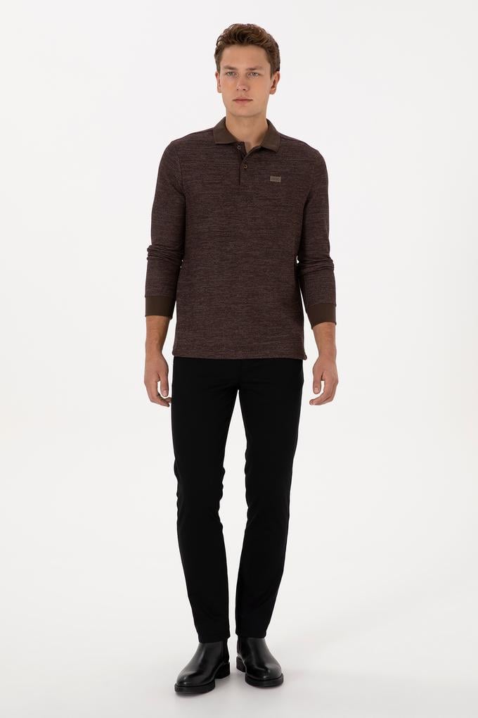 Erkek Siyah Slim Fit Kanvas / Chino Pantolon