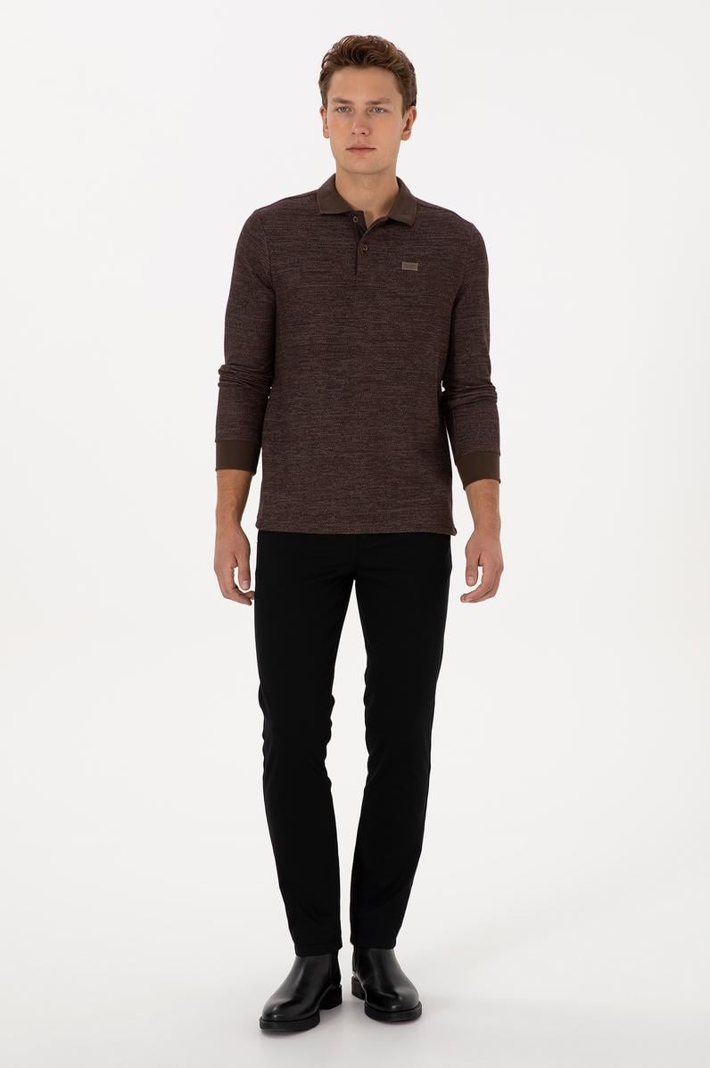 Erkek Siyah Slim Fit Kanvas / Chino Pantolon