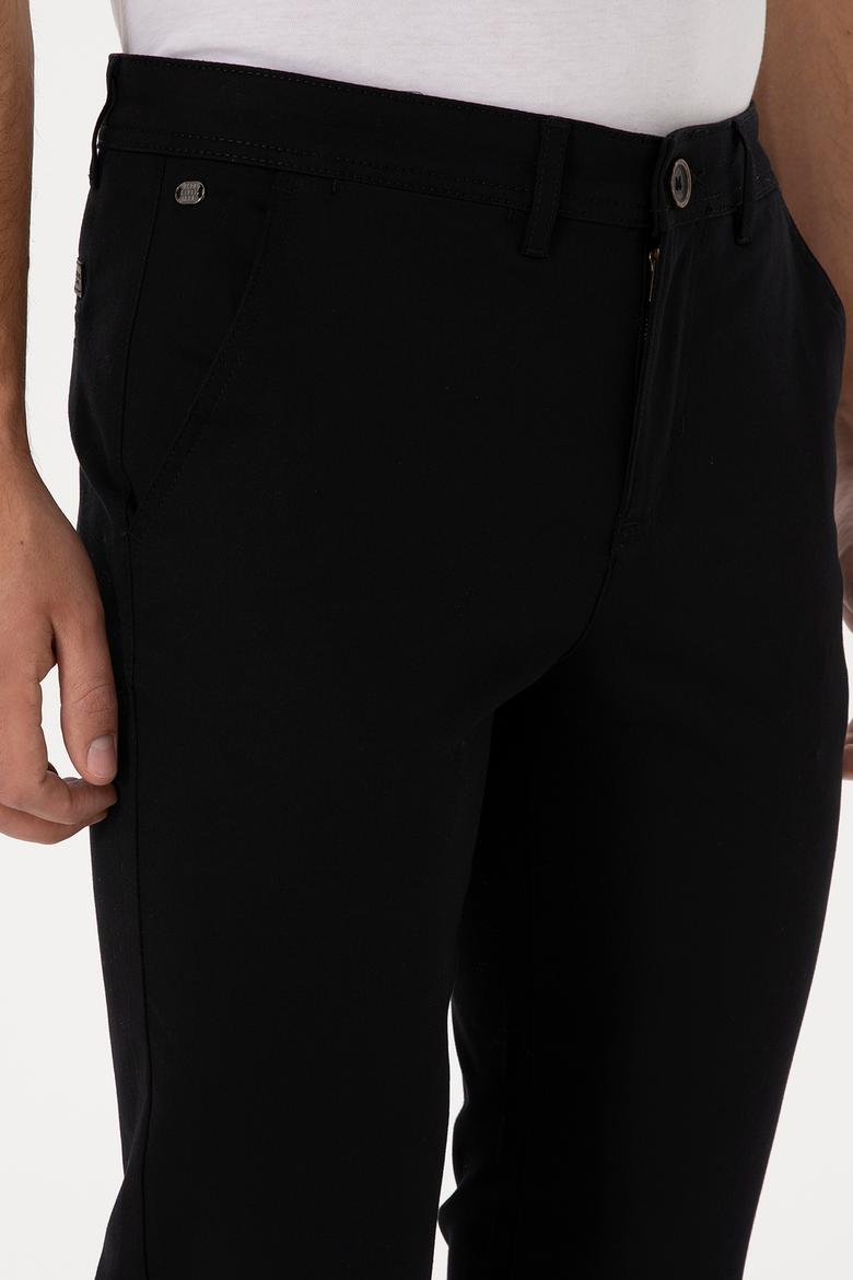 Erkek Siyah Slim Fit Kanvas / Chino Pantolon - 50308762198