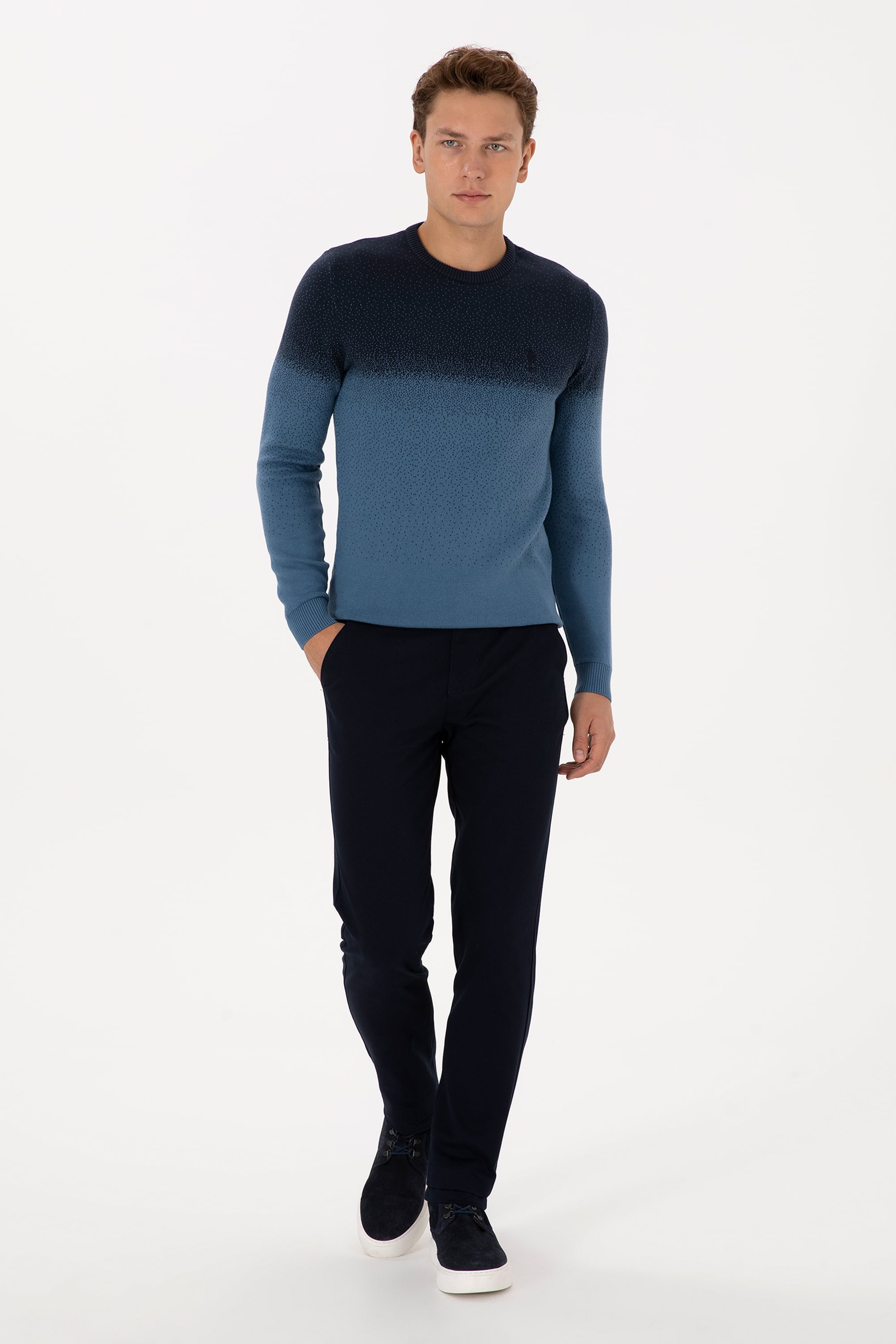 Erkek Lacivert Slim Fit Kanvas / Chino Pantolon - Image 1