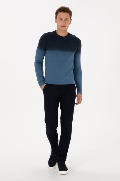Erkek Lacivert Slim Fit Kanvas / Chino Pantolon