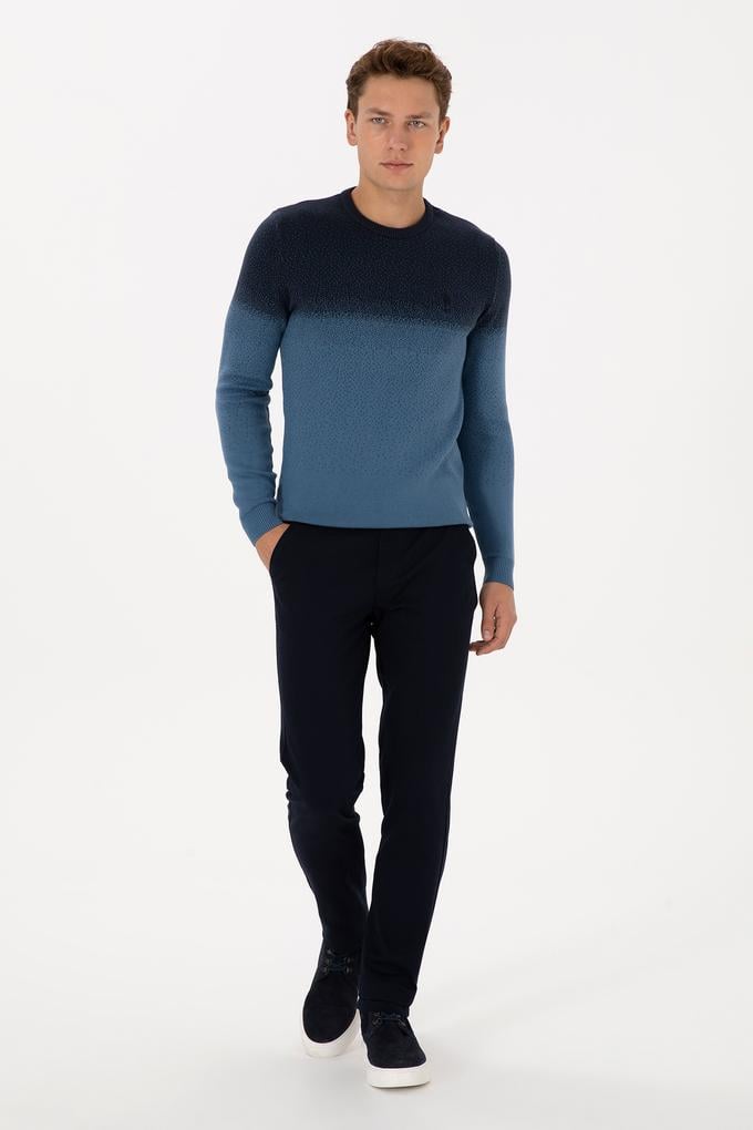 Erkek Lacivert Slim Fit Kanvas / Chino Pantolon