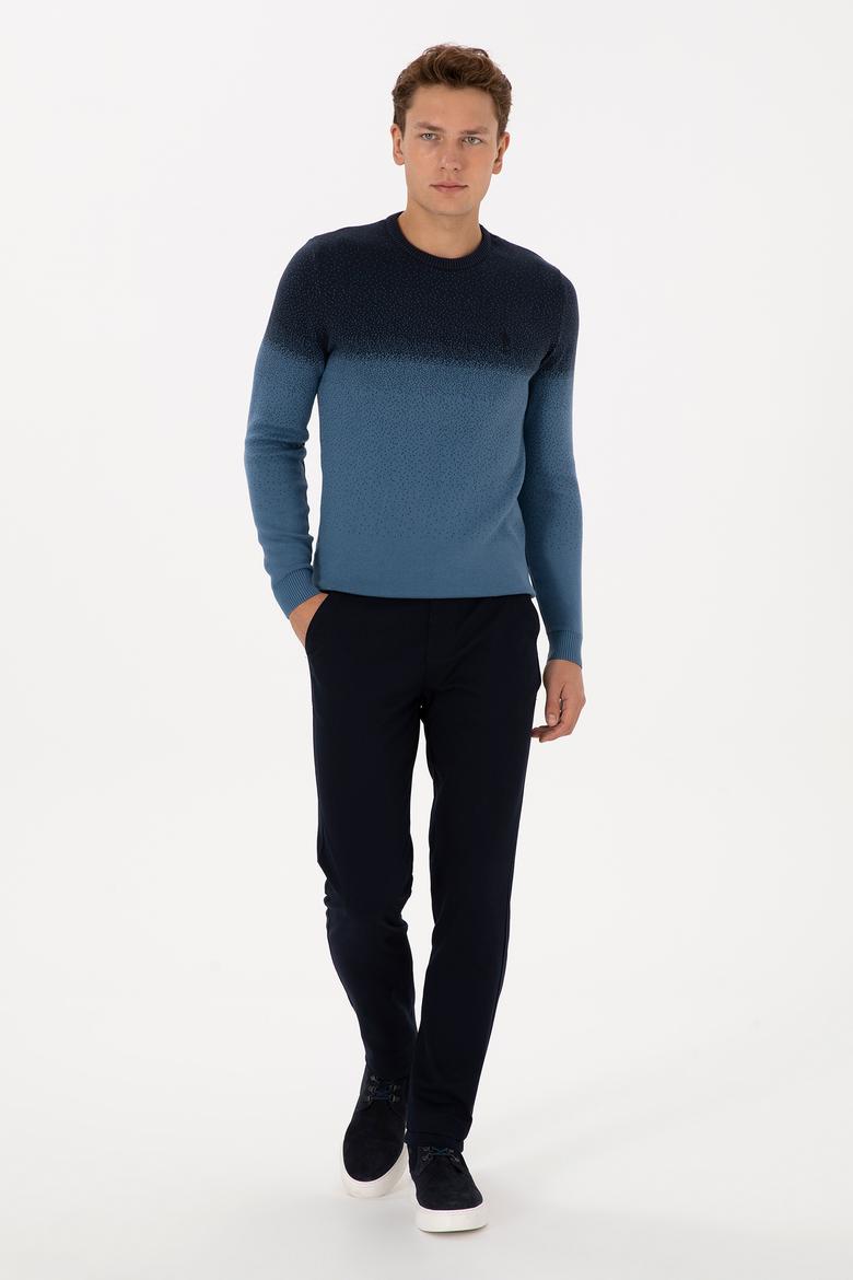 Erkek Lacivert Slim Fit Kanvas / Chino Pantolon