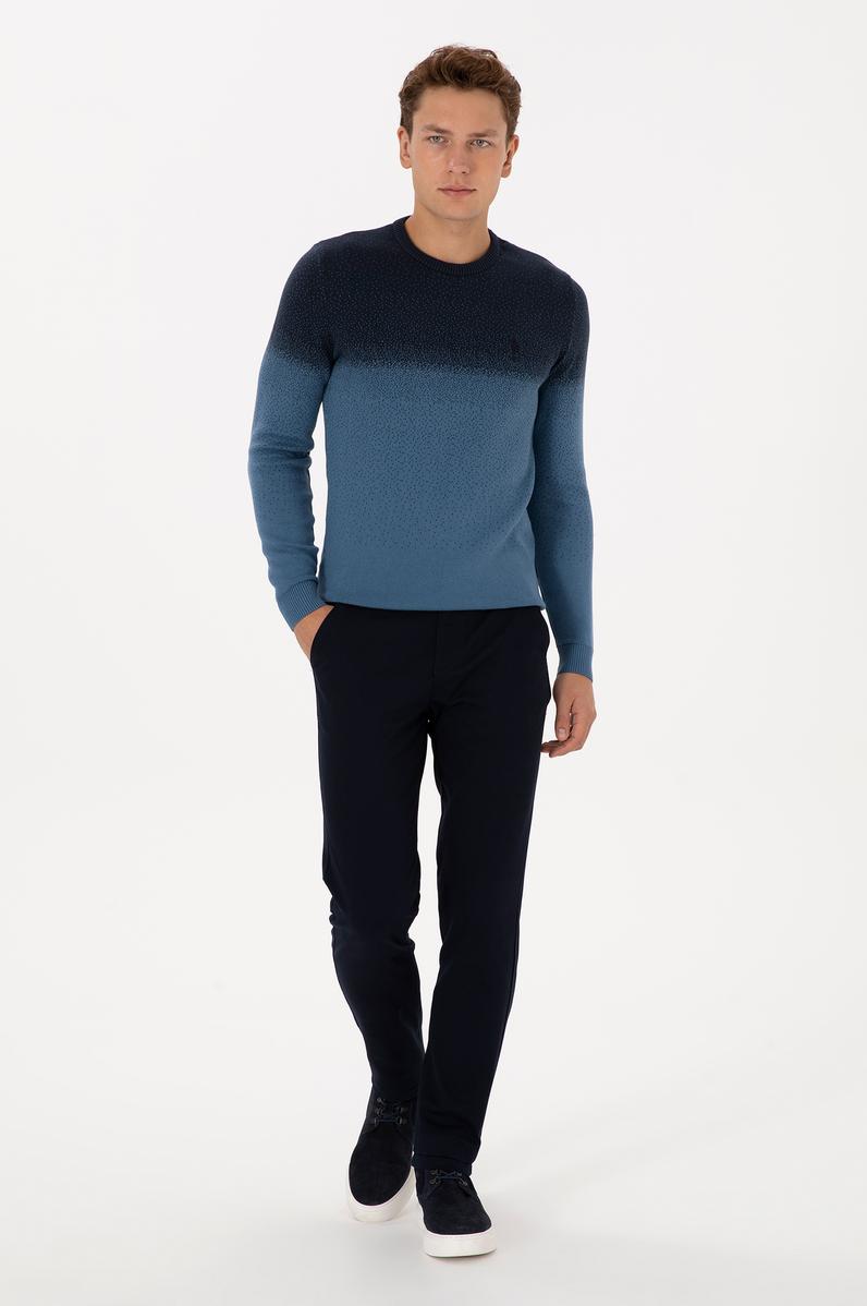 Erkek Lacivert Slim Fit Kanvas / Chino Pantolon