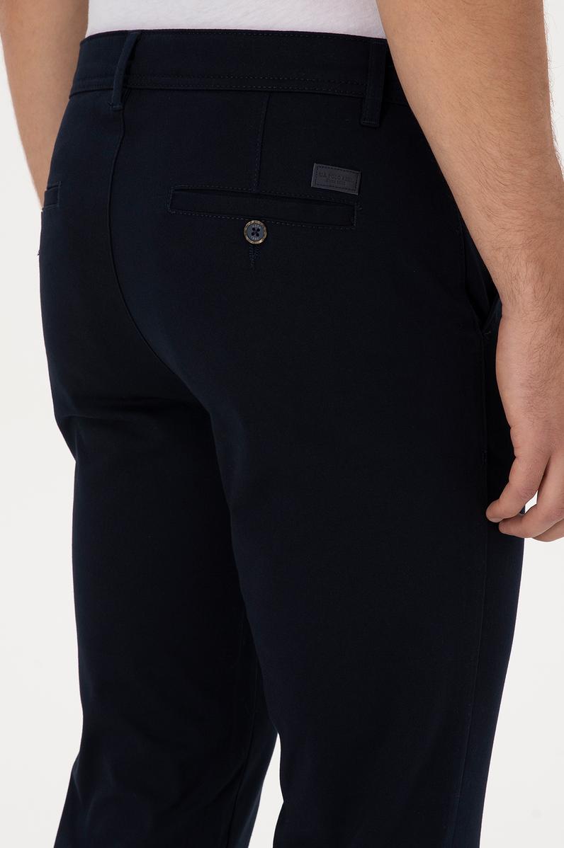 Erkek Lacivert Slim Fit Kanvas / Chino Pantolon