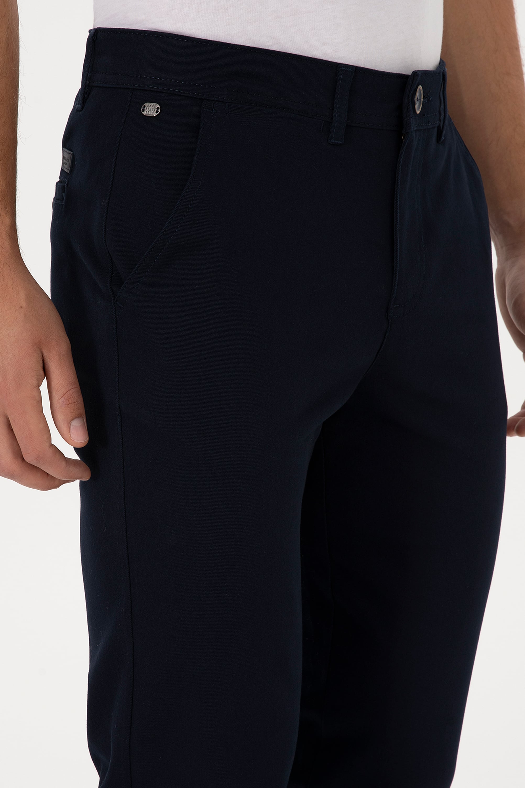 Erkek Lacivert Slim Fit Kanvas / Chino Pantolon - Image 5