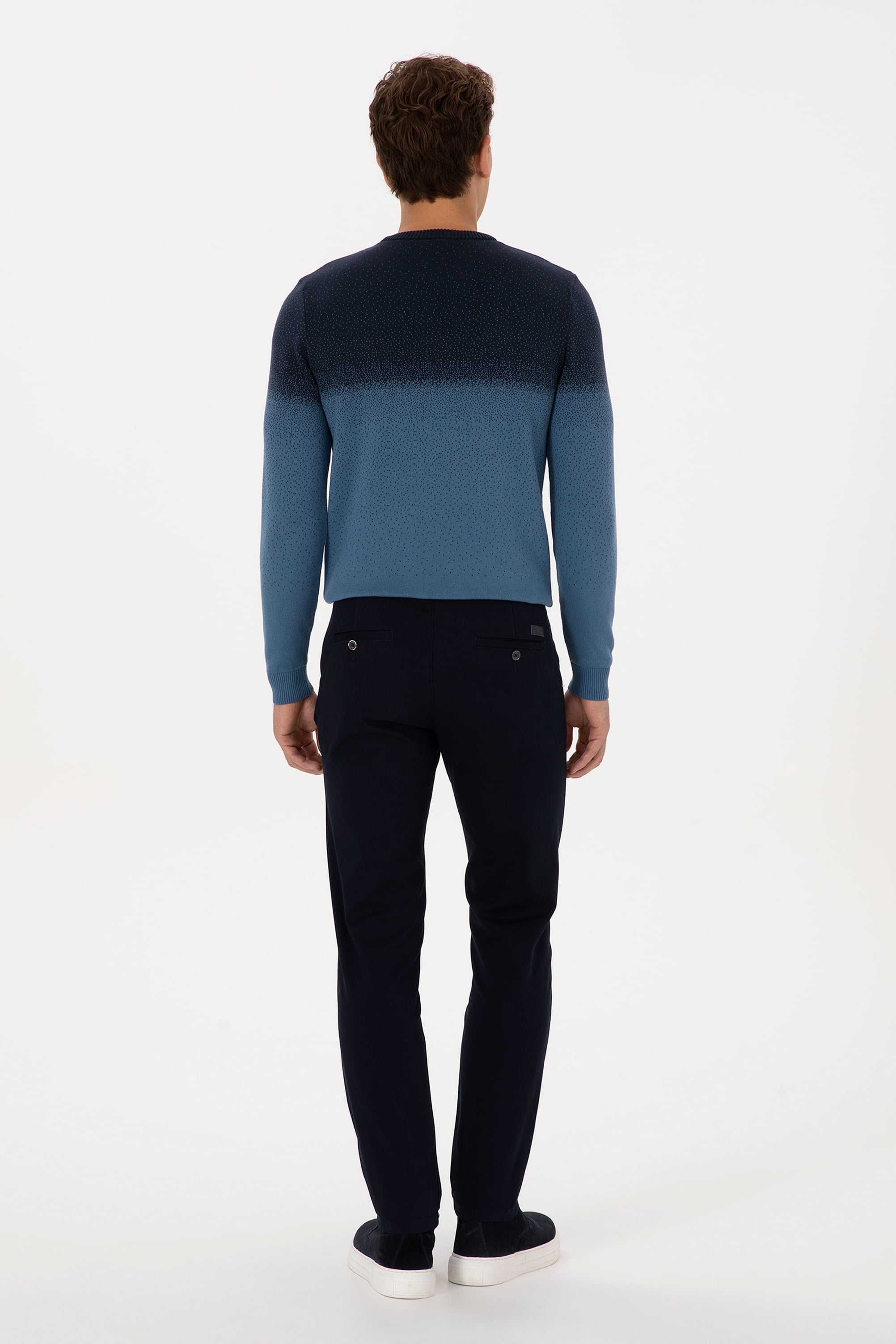 Erkek Lacivert Slim Fit Kanvas / Chino Pantolon - Image 4