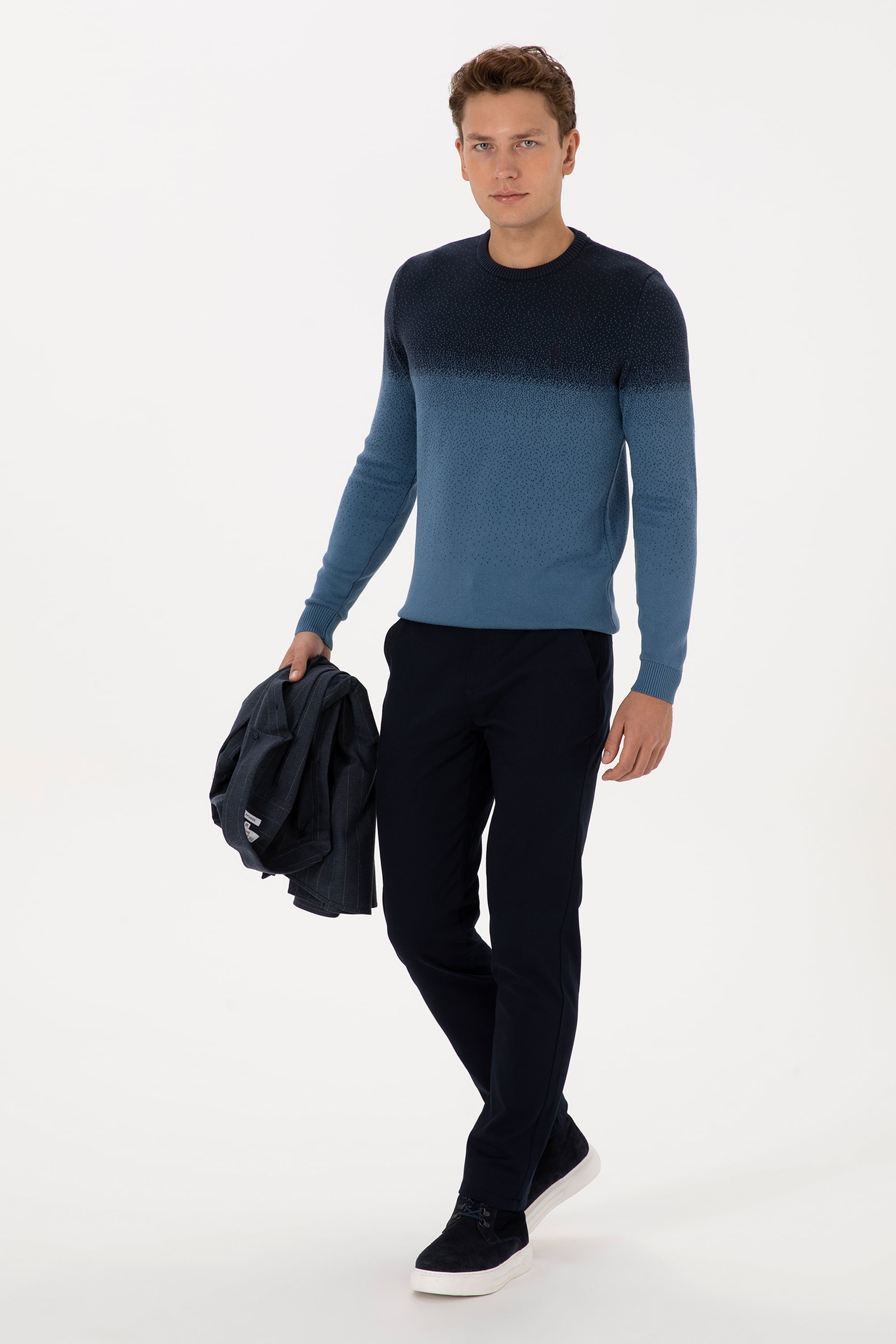 Erkek Lacivert Slim Fit Kanvas / Chino Pantolon - Image 3