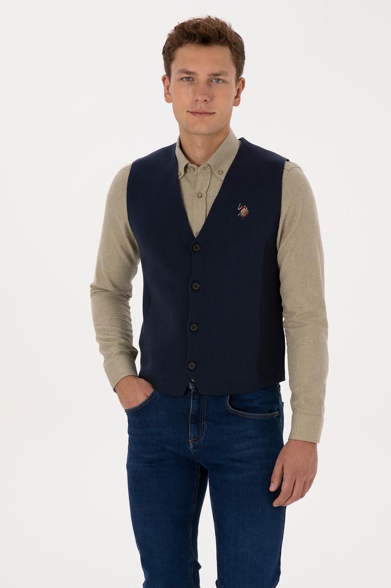 Erkek Lacivert Triko Hırka