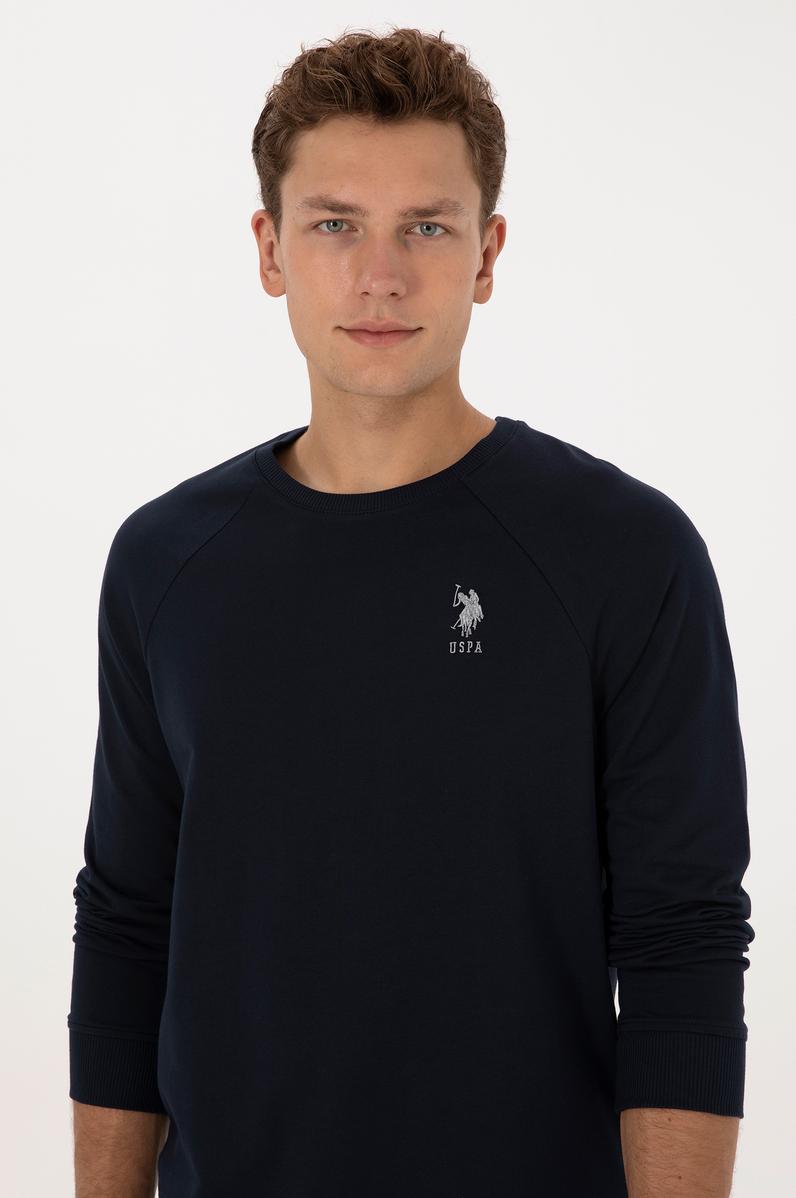 Erkek Regular Fit Bisiklet Yaka Lacivert Basic Sweatshirt
