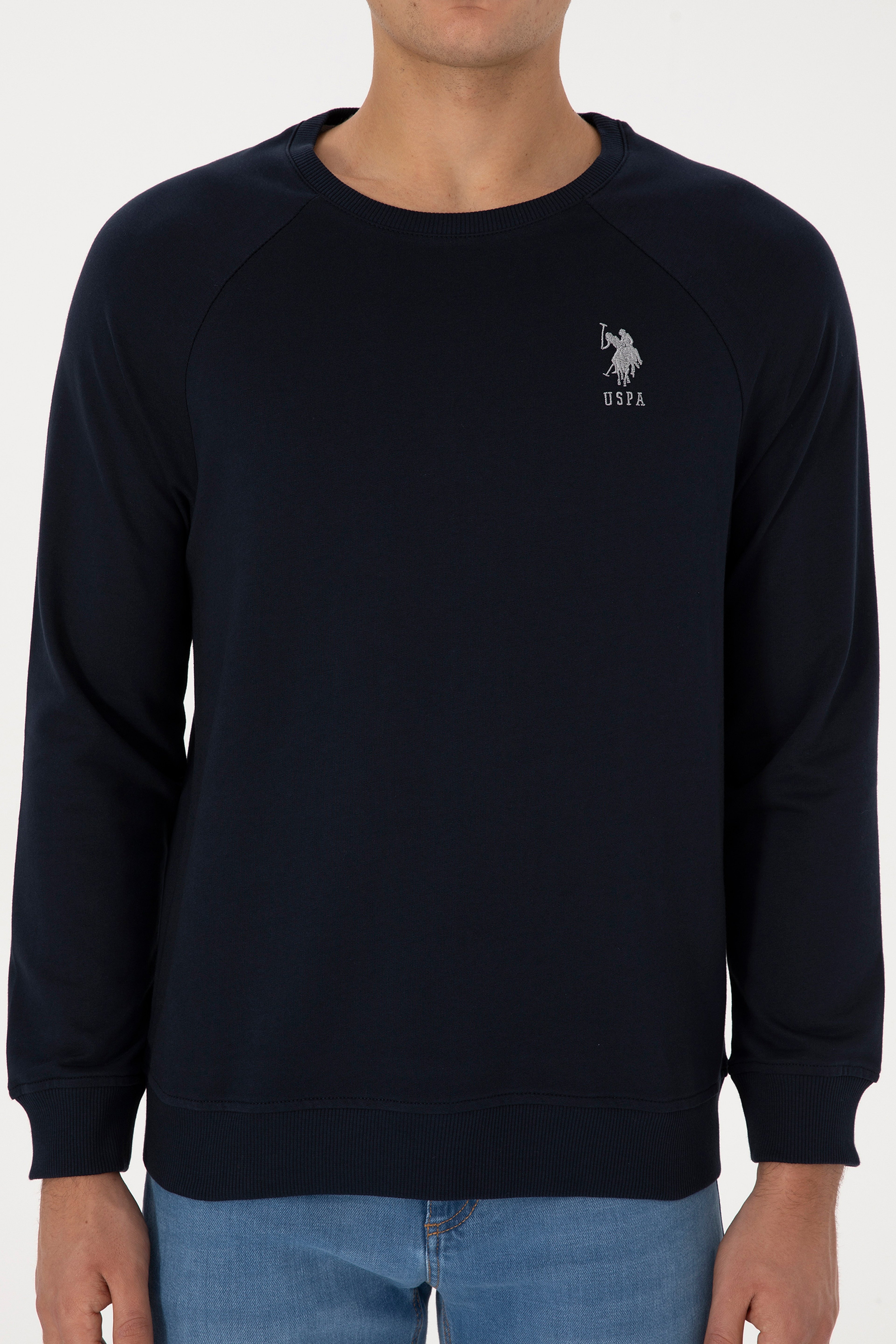 Erkek Regular Fit Bisiklet Yaka Lacivert Basic Sweatshirt